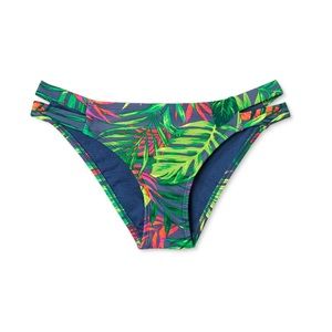 Tropical Print Side Tab Cheeky Bikini Bottom